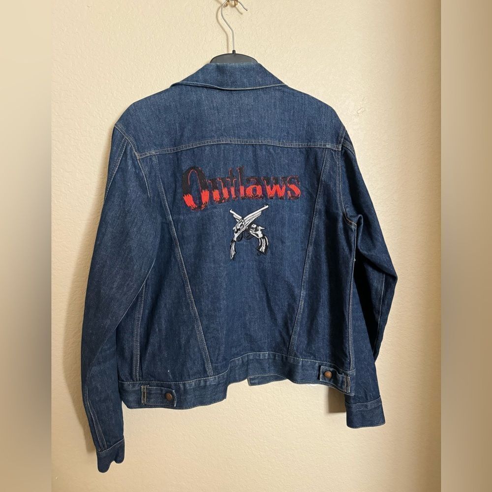 Vintage Outlaws‎ Graphic Denim Jacket Size Large Boxy Fit